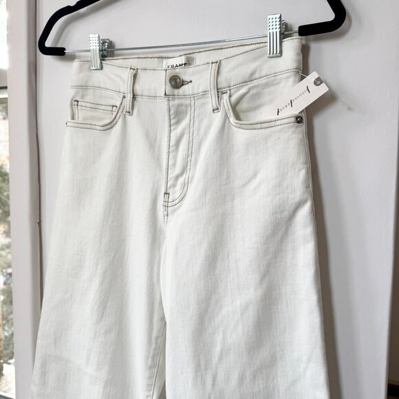 NWT Frame Le Palazzo Crop Jeans High Rise Wide Leg Denim in White Ivory 26 - Picture 9 of 13